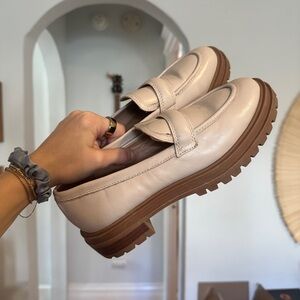 Madewell Cream Loafers with Brown Sole